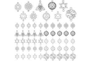 ‎PH PANDAHALL Pandahall Elite 80pcs 10 Style Connector Charms Perlen tibetischen keltischen Knoten Herz Charms Anhänger Perlen Connector für DIY Ohrringe Halskette Armband machen, Antik Silber