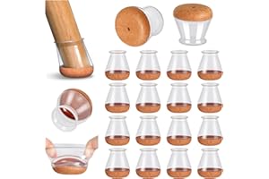RKELA Protector Patas Sillas, 16 Piezas Protectores de Suelo para Patas de Silla, Silicona Tapas de Piernas de Silla con Almohadilla de Fieltro Engrosada, Antiarañazos, Reducción de Ruido(Transparente)