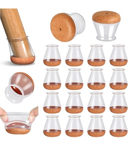 24-Pack Chair Leg Floor Protectors, 1.1-1.45 Inch Felt Cups [Transparent Brown] | UK - View #13