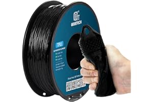 GEEETECH TPU 95A Filamento Flexible 1.75mm negro, Impresora 3D Filamento 1KG 1 Carrete,Negro
