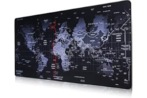 LEVOMAT Gaming Mouse Pad, Large Mouse Mat 600x300x2mm, Comfortable Keyboard Pad with Map Theme, Desk Mat for Gamer Office Work Home (6030 blackmapL36)