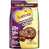 Saffola 25g High Protein Oats | 14g High Fibre | 1kg | Chocolate flavour | No Refined Sugar | With Almonds, Raisin, Pumpkin a