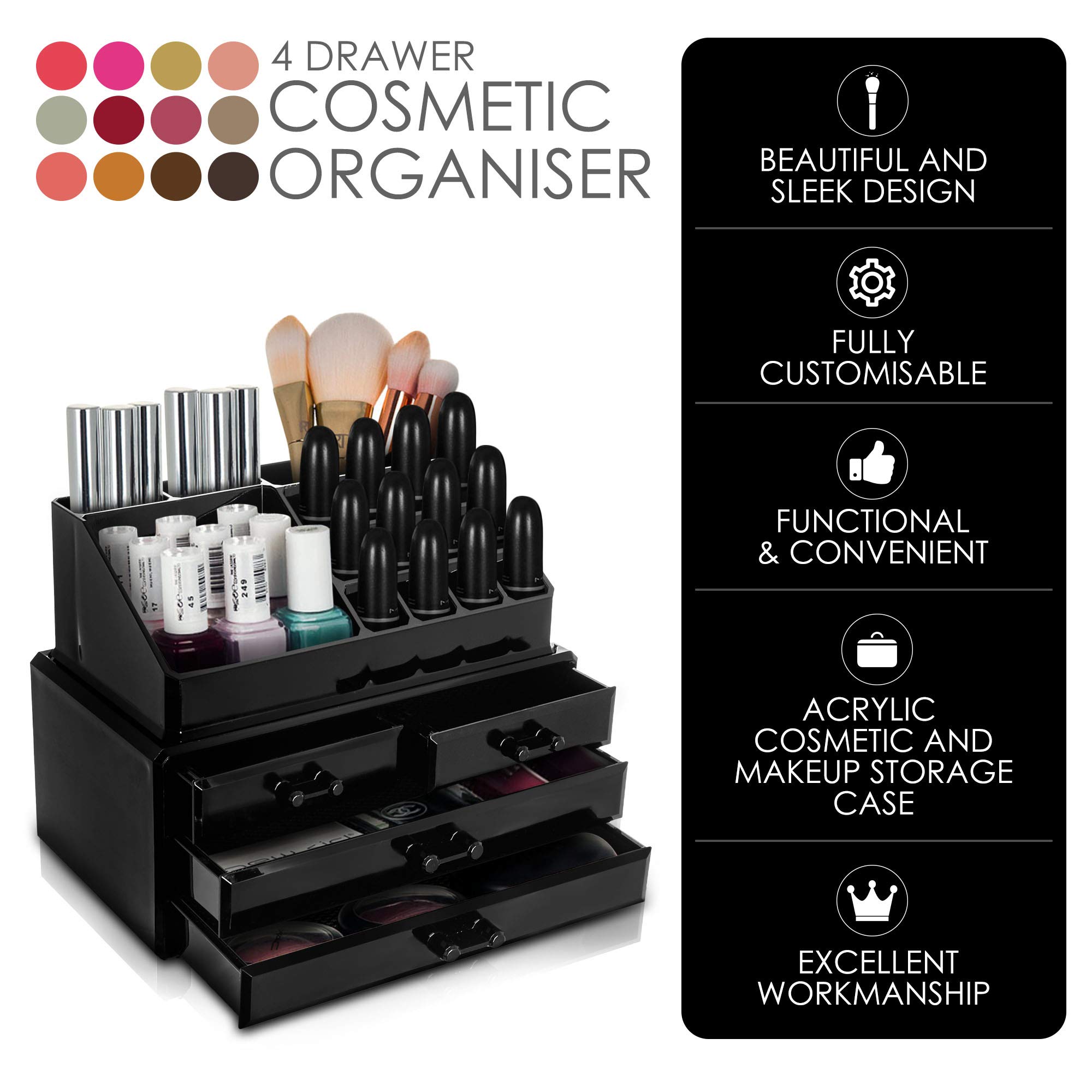 Glamsmacked Clear Acrylic Cosmetic Palette Organiser Display