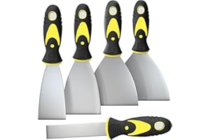 YENLK Wallpaper Scrapers Set - 1'', 2“, 3'', 4'', 5'' Wide Putty Knife, Metal Spackle Knives Paint Scraper, Scraper Tool, No Rusting, Perfect For Repairing Drywall, Removing Wallpaper, Mud, Plaster Scraping