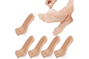 REKYO MOAMUN 10/5/2 Paires de Chaussettes 5 Doigts, Chaussette Doigt De Pied Femme Respirantes et Antidérapantes avec Bande De Silicone, Chaussettes de Compression Femme Basses(Peau/Noir/Mélange)