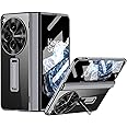TERRIFI Clear Case for OnePlus Open with Magnetic Hinge Protection - Includes Built-In Screen and Camera Protector, Crystal Clear, Slim Hard PC, Kickstand Feature, Cover for One Plus Open 2023 - Black
