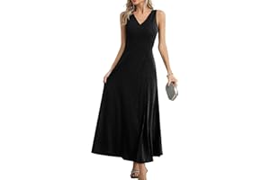 Missufe Damen Elegant Wickelkleid Abendkleid Cocktailkleid Ballkleid Maxikleid Lang Hochzeit Festlich V-Ausschnitt Kleider mit Schlitz