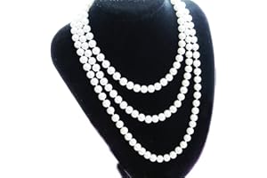 VORCOOL Collier Longue Perle Forme Chaîne de Chandail (Blanc)