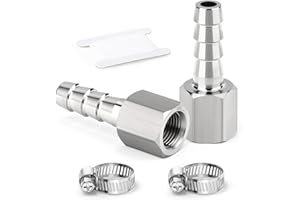 ERGAOBOY 2 Pezzi Raccordo per tubo flessibile, da 16 MM di attacco a 3/8 di filettatura femmina, raccordo per tubo flessibile in acciaio inox 304 per carburante/aria/acqua/olio
