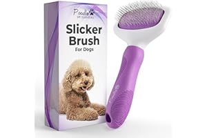 POODLIE Poodle Pet Slicker Brush - Effortlessly Removes Tangles, Mats & Loose Hair | For Short or Long Hair | Purple