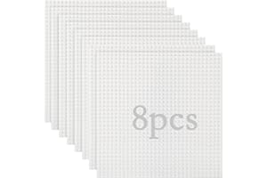 GUIHUMZ Set di 8 pannelli compatibili con la maggior parte delle marche, classici mattoncini da costruzione, compatibile con tutti i marchi più grandi e Activity Table, 25,5 x 25,5 cm, piastra di base bianco