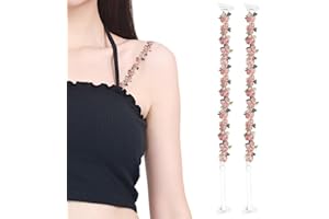 CharmBurst 1 Paar Verstellbare Elastische BH-Träger mit Spitze und Blumen-Muster, Abnehmbare Dekorative BH-Träger für Damen Unterwäsche für Jedes Outfit(Rosa-Rote Farbe)