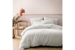 MATT & ROSE Poszewka na kołdrę 240 x 260 cm gładka, prana bawełna | 100% prana bawełna | my-booster: TEX | Biała