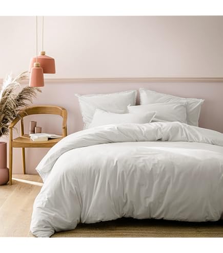 Parure De Lit 100% Coton Percale 80 Fils - Blanc 240x260cm