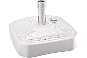 PROSPERPLAST Base de sombrilla de polietileno cuadrada con diseño trenzado 39 x 39 x 13 cm en color blanco
