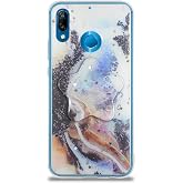 KZY İletişim Huawei P20 Lite ile Uyumlu Kapak Mermer Desenli Pop Socketli Silikon Kılıf - Mor