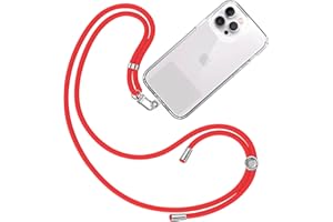 TBOC Cordon Collier Laniere Portable [Rouge] - Sangle Accrocher Coque Cou pour Pochette Telephone - Accessoire Bandouliere Attache Porte Etui avec Lanyard Femme Homme Protection Integrale