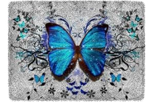 ROCKY&CHAO Kit de tapis à crochet à loquet pour adultes et enfants, kit de broderie au point de croix pour débutants, décoration d'intérieur, papillon, 50 x 38 cm
