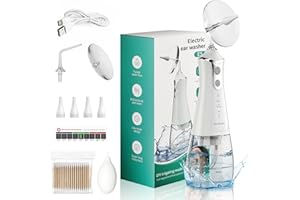 PWAYTEK Pulitore per Cerume, Pulitore per Orecchie Ricaricabile, 3 Impostazioni di Pressione e Nuova Modalità di Risciacquo Fai-da-Te per la Pulizia del Cerume - Impermeabile IPX6, Bianco