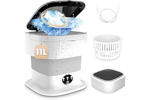 SHTALHST 11L Portable Washing Machine with Spin Dryer, Mini Folding Washing Machine, 60w Small Washing Machine, Baby Clothes or Small Items, Foldable Washing Machine for Apartments, Camping, Travel(Grey)