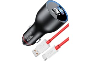 Zapalniczka samochodowa SuperVOOC 100W dla OnePlus 13/12R/11, ACOCOBUY Zapalniczka USB z kablem USB C 1M, 2 porty szybkie ładowanie ładowarka samochodowa do OnePlus Nord 4 3 2 CE 4 3 Lite 10 Oppo Reno