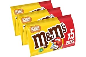M&M'S PEANUT - Bonbons chocolat au lait et cacahuètes - 5 sachets de 45g pour Halloween