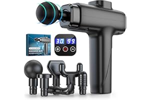 Pistolet de Massage Musculaire CHOIGN,Portable & Silencieux,6 Têtes de Massage,30 Vitesses,8H d'autonomie,4800 RPM, Appareil de Massage pour Soulager Douleurs et Raideurs Musculaires