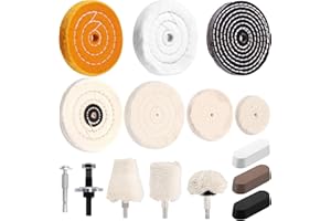 Yauhar 15Pcs Buffing Polishing Wheel Kit Polish Compound, Cone/Column/Mushroom/T-Shaped Buffer Wheels with 1/4" Handle for Bench Grinder for Aluminum, Stainless Steel, Chrome