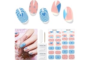 DUKASOU Uñas de Gel Pegatinas - 28Pcs Uñas Gel Semicurado Envoltura Completa Pegatinas de Envoltura de Uñas Autoadhesivas Con Lima de Uñas y Palo Uñas Para Arte de Uñas Mujeres Niñas DIY