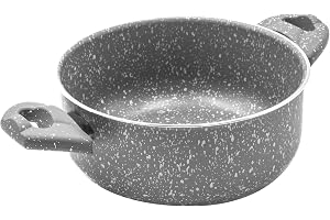 Zanetti - Sällsynt sten, non-stick kastrull i aluminium och steneffekt, mjuka touchhandtag, diameter 20 cm, tillverkad i Ital