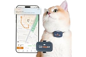 Pawfit Lite for Cats 4g GPS Tracker | Ultra-Small (<18g) Design | Real-Time Tracking | Activity Monitoring | Location History | Unlimited Range | Safety Collar Included | Charcoal grey