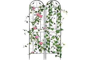 unho Struktura podtrzymująca rośliny pnące, metalowa kratka do ogrodnictwa, czarna malowana proszkowo, 187 x 50 cm, dekoracyjna wysoka kratka na kwiaty, powojniki, różę, winorośl, warzywa