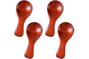 NQEUEPN Lot de 4 Petites Cuillères en Bois, Mini Cuillères à Condiments et Épices, Ustensiles de Service pour Sauces, Sucre et Miel