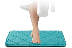 ‎JAWAONLINE JAWAonline Badezimmerteppich Türkis - Pflegeleichte Badematte Memoryschaum - Extrem Saugfähiger Badteppich - Badvorleger rutschfest - Waschbarer Bad Teppich Badezimmer - Duschvorleger 40x60cm