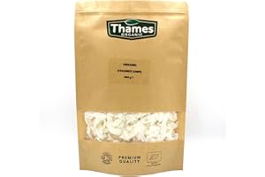 Organic Coconut Chips - Unsweetened, High Fibre, Raw, Vegan, GMO-Free, Certified Organic - No Additives or Preservatives - Nutritious and Delicious, Perfect Snack - Thames Organic 500g