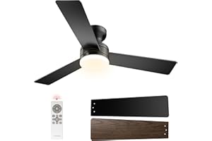 VIVOHOME Ventilatori da Soffitto con Luce e Telecomando Lampada, Plafoniera Silenzioso Timer 50W per Camera da Letto Soggiorno Garage 6+1 Velocità 107cm Dimmerabile Reversibile Nero