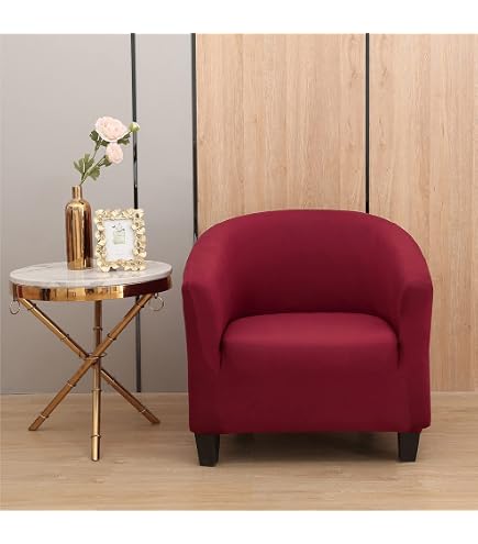 JHLD 2 Pezzi Poltrona Da Cocktail, Velluto Copripoltrona Club Elasticizzato Copripoltrona Copridivano Con Fondo Elastico Lavabile In Lavatrice-Rosa-Tub Chair