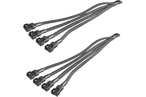 Xahpower Cavo Adattatore Splitter a 4 Pin per Ventole PWM, 2 Pezzi Cavo Sdoppiatore Della Ventola per Ventole PC, Ventola Case 4-Pin/3-Pin, 26 CM