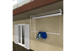 EMNY stendinik Stendibiancheria da Soffitto Salvaspazio per Interni e Esterni con 5 Aste da 200cm (altezza soffitto 300 cm)