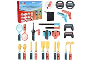 MENEEA [𝗦𝘄𝗶𝘁𝗰𝗵 𝟮/𝟭/𝗢𝗟𝗘𝗗] Kit D'accessoires de Sport pour Nintendo Switch 2(2025)/Switch 1/OLED avec Station D'organisation pour Joy-Pad Contrôleur, Kit de Fête Familiale pour NS Sports Jeux
