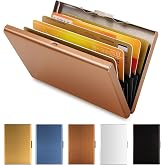 Vicloon Slim Metal Card Holder with RFID Blocking and 6 PVC Slots for Men and Women