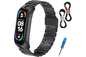 MIJOBS Correa de Metal para Xiaomi Band 6 Pulsera Miband 5/4/3 Correas de Reloj Miband 6 Correa de Acero Inoxidable Pulsera de Repuesto Compatibles con Xiaomi Mi Band 6/5/4/3 Correa de Metal