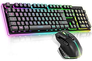 SPIRIT OF GAMER x MK600 | Pack Tastiera Mouse Wireless Gamer Nero Ricaricabile RGB | Layout QWERTZ Tedesco Retroilluminato | Gaming Keyboard Semi Meccanica | Wireless Mouse 4800 DPI | PS4/PS5, PC,