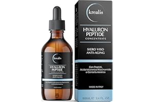 KREALIS •100ml• Siero Viso Acido Ialuronico 4 Pesi Molecolari con Peptidi, Acido Ialuronico Viso Idratazione Profonda e Antirughe