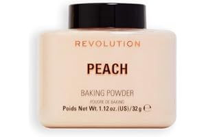 Revolution Beauty London, Loose Baking Powder, Prolongs Makeup Wear, Brightening Setting Powder, For All Skin Tones, Peach, 32g
