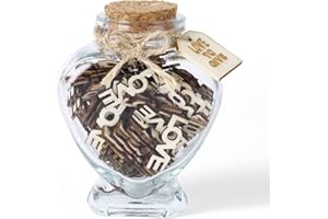 Yunjuhop Tarro de amor, tarro de vidrio con letra recortada de madera "Love" para el día de San Valentín, cumpleaños, aniversario, Navidad, día del padre