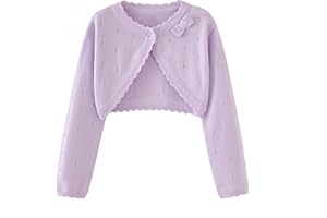 Proumhang Bolero Shrug Strickjacke für Mädchen Langärmelige Baumwollstrickpullover EIN-Knopf-Schal Jacke Sweatshirt Mäntel Chlidren Kleid Cover Up Für 3-10 Jahre