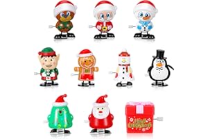 Suilung 10 Pcs Christmas Wind up Toys Assorted Christmas Clockwork Toys Christmas Party Bag Fillers for Kids Xmas Birthday Party Favors Gifts, 10 Styles