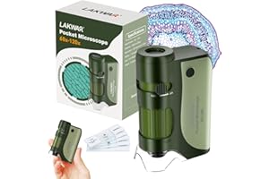 LAKWAR 60x-120x Mini Pocket Microscope for Kids Adults, Portable Handheld Microscope, Miniscope Portable for Kids Little Scientist Students School Minilabsters Education
