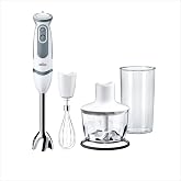 Braun MultiQuick 5 &ndash; 1000 W Minipimer with Chopper 500 ml White | PowerBell Plus Hand Blender, 21 Speeds + Turbo, Splash Cont